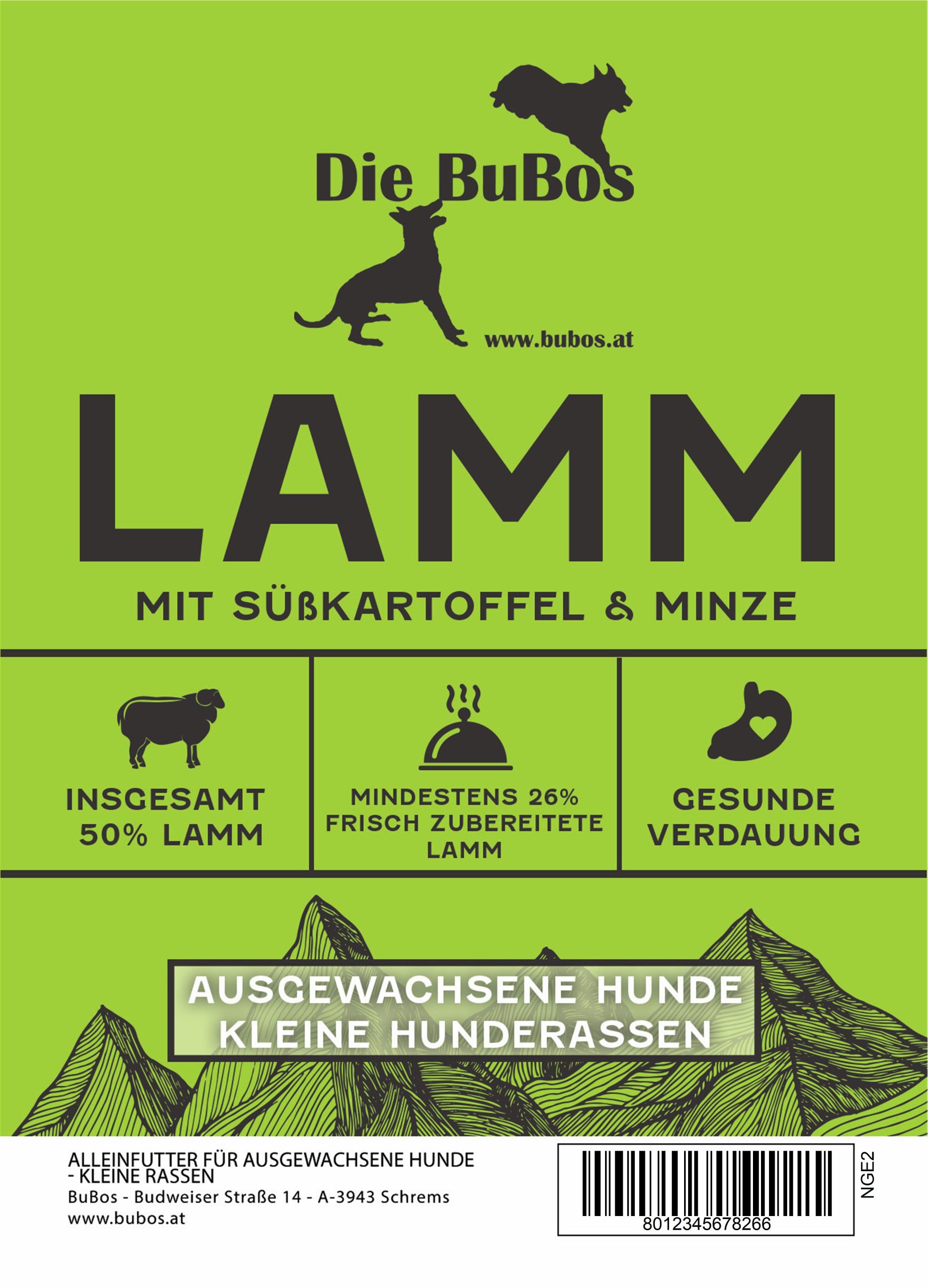 Lamm mit Süßkartoffel & Minze - kleine Hunderassen